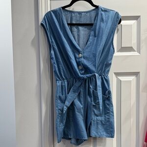 Sleeveless Lightweight Blue Romper